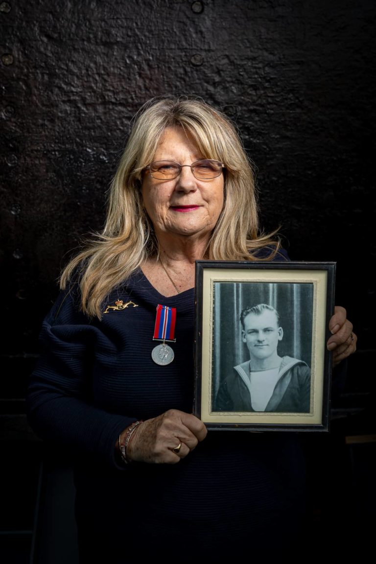 Portrait of Julie Bennetts (Ron Wright's daughter) by Julian Winslow for Submariners' Stories Oral History project