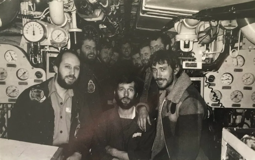 HMS Odin - Engine room crew (after a long patrol) 1981 - Brian Wood