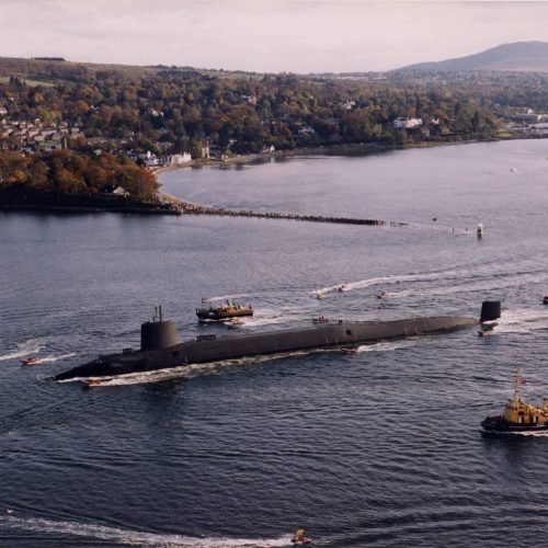 HMS Vanguard entering harbour Sept 1994