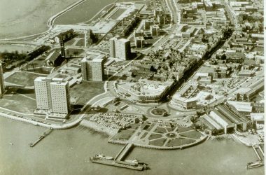 1082 Gosport Town Centre Aerial view of town Shows newly completed south relief road 1970 photo - Gosport Society