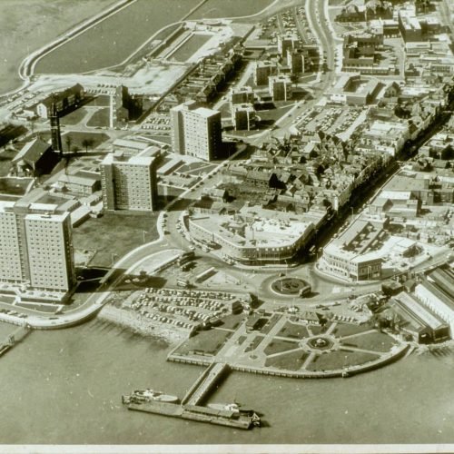 1082 Gosport Town Centre Aerial view of town Shows newly completed south relief road 1970 photo - Gosport Society