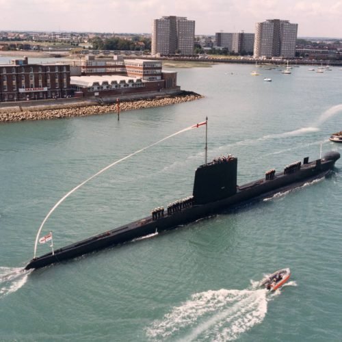 HMS Oberon entering Portsmouth harbour