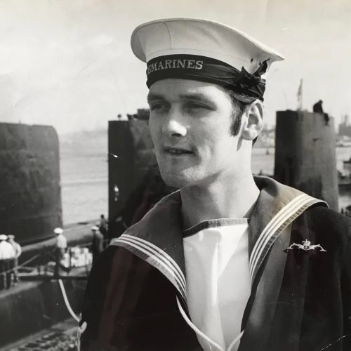 Brian Wood received the first set of Dolphins at HMS Dolphin 1971