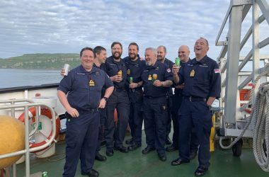 Congratulations Captain! Successful Perishers boat transfer to Faslane with Teacher and Capt Training(North), Ian Breckenridge OBE - Jun 2021 - Jim Perks
