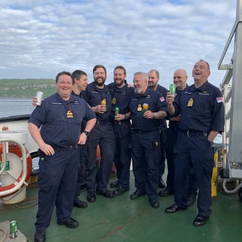 Congratulations Captain! Successful Perishers boat transfer to Faslane with Teacher and Capt Training(North), Ian Breckenridge OBE - Jun 2021 - Jim Perks