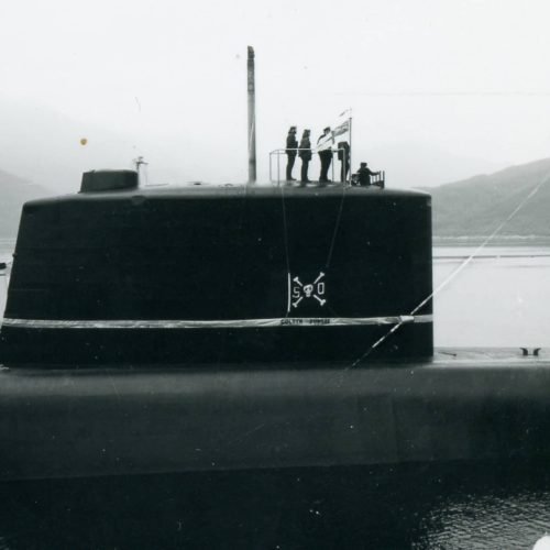 HMS Repulse with Golden Jubilee Jolly Roger