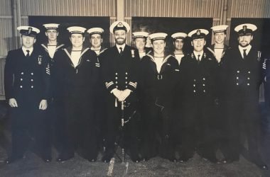 Supply and catering staff of HMS Renown (Stbd crew) c.1983. I’m far left – David White Supply and catering staff of HMS Renown (Stbd crew) c.1983. I'm far left - David White